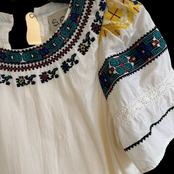 Sea New York Size 2 Cream Embroidered Shift Dress Crochet Lace Boho Cotton Mini - Picture 7 of 10